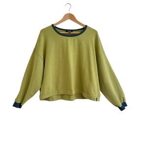 Known Supply Ada Matcha Pullover Cropped Length Organic Cotton Sz Large Green
